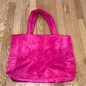 Hot Pink Puffy Tote Bag